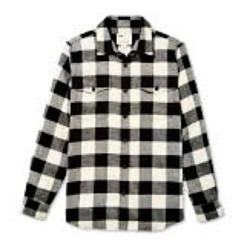 * 𝅺TILLEY Black and Off White Flannel Plaid Cotton Shirt Size XXL